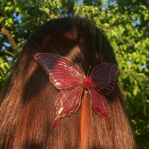 Vörös pillangó hajcsat, Ruha & Divat, Hajdísz & Hajcsat, Hajdísz, Ékszerkészítés, Fémmegmunkálás, MESKA