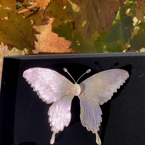 Törtfehér-csillámos pillangós epoxy hajcsat - ruha & divat - hajdísz & hajcsat - hajdísz - Meska.hu