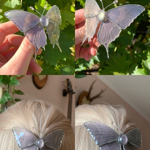 Szürke pillangós epoxy hajcsat, Ruha & Divat, Hajdísz & Hajcsat, Hajdísz, Ékszerkészítés, Fémmegmunkálás, MESKA