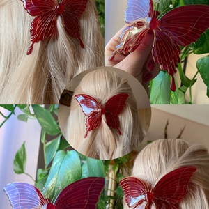Vörös pillangó hajcsat, Ruha & Divat, Hajdísz & Hajcsat, Hajdísz, Ékszerkészítés, Fémmegmunkálás, MESKA