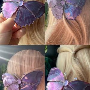 Lila azúrlepke hajcsat, Ruha & Divat, Hajdísz & Hajcsat, Hajdísz, Ékszerkészítés, Fémmegmunkálás, MESKA