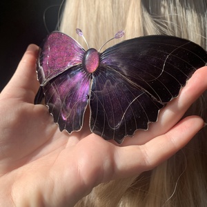 Lila-fekete azúrlepke hajcsat - ruha & divat - hajdísz & hajcsat - hajdísz - Meska.hu