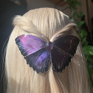 Lila-fekete azúrlepke hajcsat - ruha & divat - hajdísz & hajcsat - hajdísz - Meska.hu