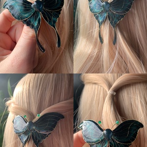 Smaragdzöld holdlepke hajcsat, Ruha & Divat, Hajdísz & Hajcsat, Hajdísz, Ékszerkészítés, Fémmegmunkálás, MESKA