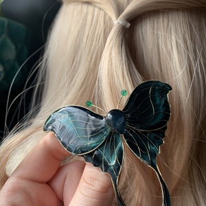 Smaragdzöld holdlepke hajcsat - ruha & divat - hajdísz & hajcsat - hajdísz - Meska.hu