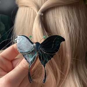 Smaragdzöld holdlepke hajcsat - ruha & divat - hajdísz & hajcsat - hajdísz - Meska.hu