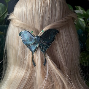 Smaragdzöld holdlepke hajcsat - ruha & divat - hajdísz & hajcsat - hajdísz - Meska.hu