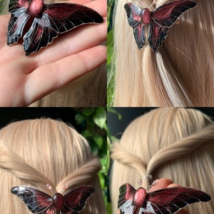 Piros-fekete pillangós hajcsat - Meska.hu