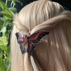 Piros-fekete pillangós hajcsat - ruha & divat - hajdísz & hajcsat - hajdísz - Meska.hu
