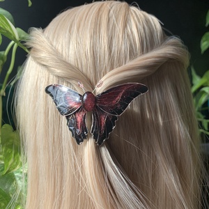 Piros-fekete pillangós hajcsat - ruha & divat - hajdísz & hajcsat - hajdísz - Meska.hu