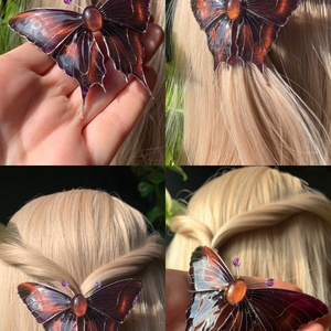 Lila-narancs farkaslepke hajcsat, Ruha & Divat, Hajdísz & Hajcsat, Hajdísz, Ékszerkészítés, Fémmegmunkálás, MESKA