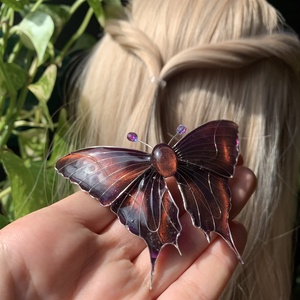 Lila-narancs farkaslepke hajcsat - ruha & divat - hajdísz & hajcsat - hajdísz - Meska.hu