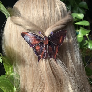 Lila-narancs farkaslepke hajcsat - ruha & divat - hajdísz & hajcsat - hajdísz - Meska.hu