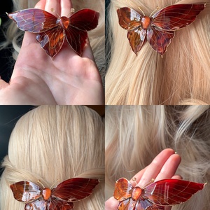 Narancs-burbundy pillangós hajcsat, Ruha & Divat, Hajdísz & Hajcsat, Hajdísz, Ékszerkészítés, Fémmegmunkálás, MESKA