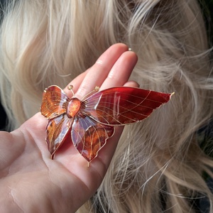 Narancs-burbundy pillangós hajcsat - ruha & divat - hajdísz & hajcsat - hajdísz - Meska.hu