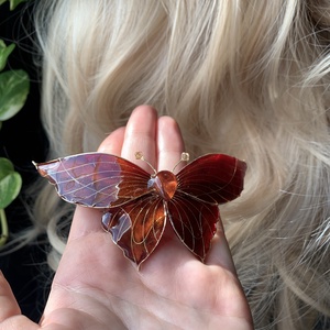 Narancs-burbundy pillangós hajcsat - ruha & divat - hajdísz & hajcsat - hajdísz - Meska.hu