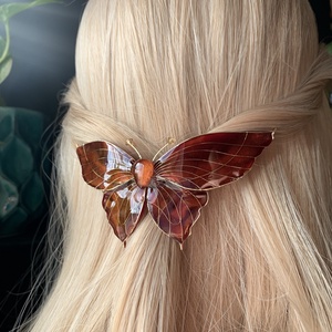 Narancs-burbundy pillangós hajcsat - ruha & divat - hajdísz & hajcsat - hajdísz - Meska.hu