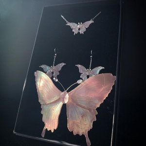 Lilás fehér pillangós ékszerszett, Ruha & Divat, Hajdísz & Hajcsat, Hajdísz, Ékszerkészítés, Fémmegmunkálás, MESKA