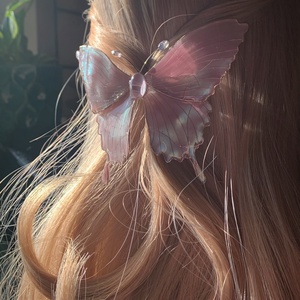 Lilás fehér pillangós ékszerszett - ruha & divat - hajdísz & hajcsat - hajdísz - Meska.hu