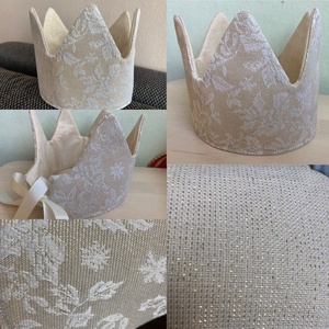 Aranyszállal átszőtt textil korona, kis hercegeknek/hercegnőknek! - otthon & életmód - dekoráció - fali és függő dekoráció - falra akasztható dekor - Meska.hu