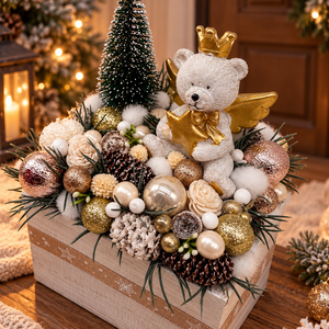Cuki maci karácsonyi dobozos dísz - karácsony - adventi díszek - adventi asztaldísz - Meska.hu
