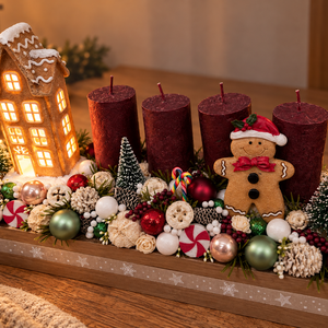 Mézaskalács karácsony - világító házikós adventi - karácsony - adventi díszek - adventi asztaldísz - Meska.hu