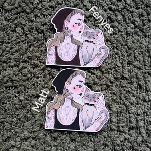 Matrica - alt girl a cicájával - otthon & életmód - papír, írószer - matrica, matrica csomag - Meska.hu