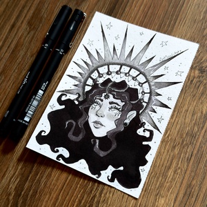Eredeti, kézzel készült illusztráció - 2025 inktober - Korona, Művészet, Grafika & Illusztráció, Tus, Festészet, Fotó, grafika, rajz, illusztráció, MESKA