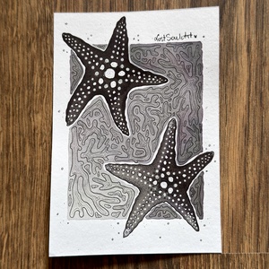 Eredeti, kézzel készült illusztráció - 2025 inktober - Tengeri csillag - művészet - grafika & illusztráció - tus - Meska.hu