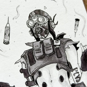 Eredeti, kézzel készült illusztráció - 2025 inktober - Octane Apex Legends - művészet - grafika & illusztráció - tus - Meska.hu