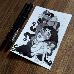 Eredeti, kézzel készült illusztráció - 2025 inktober - Puttony, Művészet, Grafika & Illusztráció, Tus, Festészet, Fotó, grafika, rajz, illusztráció, MESKA