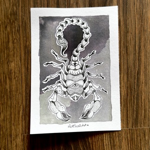 Eredeti, kézzel készült illusztráció - 2025 inktober - Skorpió - művészet - grafika & illusztráció - tus - Meska.hu