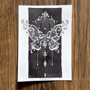 Eredeti, kézzel készült illusztráció - 2025 inktober - Pillangó ornament - művészet - grafika & illusztráció - tus - Meska.hu