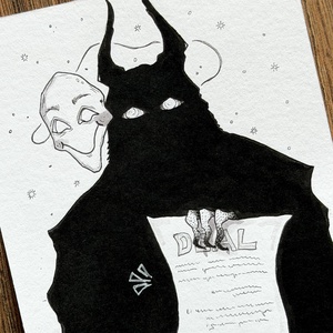 Eredeti, kézzel készült illusztráció - 2025 inktober - Deal with the devil - művészet - grafika & illusztráció - tus - Meska.hu