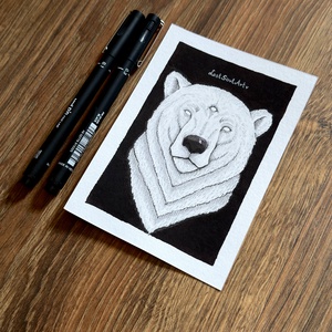 Eredeti, kézzel készült illusztráció - 2025 inktober - Jegesmedve, Művészet, Grafika & Illusztráció, Tus, Festészet, Fotó, grafika, rajz, illusztráció, MESKA