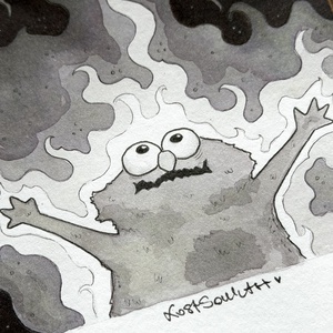 Eredeti, kézzel készült illusztráció - 2025 inktober - Elmo on fire - művészet - grafika & illusztráció - tus - Meska.hu