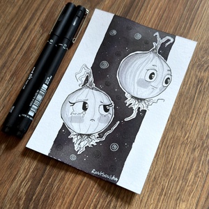 Eredeti, kézzel készült illusztráció - 2025 inktober - Hagyma, Művészet, Grafika & Illusztráció, Tus, Festészet, Fotó, grafika, rajz, illusztráció, MESKA