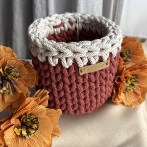 Lottikart kramanctartó, horgolt tégla zsinórfonalból - otthon & életmód - tárolás & rendszerezés - tárolókosár - Meska.hu