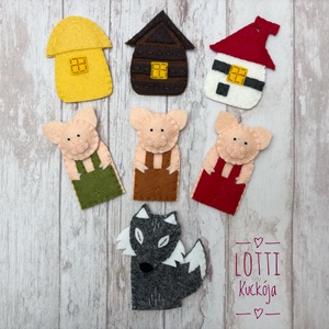 A három kismalac és a farkas ujjbáb készlet, Játék & Sport, Bábok, Ujjbáb, Baba-és bábkészítés, Hímzés, MESKA