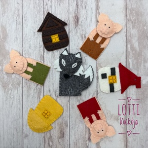 A három kismalac és a farkas ujjbáb készlet - játék & sport - bábok - ujjbáb - Meska.hu