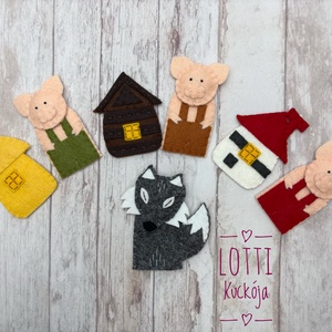 A három kismalac és a farkas ujjbáb készlet - játék & sport - bábok - ujjbáb - Meska.hu