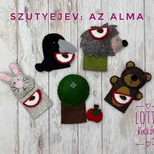 3 az 1-ben ujjbáb készlet: Vajaspánkó, Az alma, A két kicsi bocs meg a róka - játék & sport - bábok - báb készlet - Meska.hu