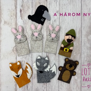 3 az 1-ben ujjbáb készlet: A három nyúl, Az alma, A két kicsi bocs meg a róka - játék & sport - bábok - báb készlet - Meska.hu