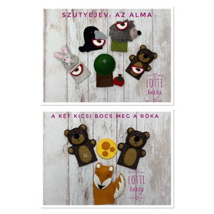 4 az 1-ben ujjbáb készlet: Vajaspánkó, A három nyúl, Az alma, A két kicsi bocs meg a róka - játék & sport - bábok - báb készlet - Meska.hu