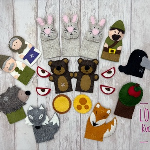 4 az 1-ben ujjbáb készlet: Vajaspánkó, A három nyúl, Az alma, A két kicsi bocs meg a róka, Játék & Sport, Bábok, Báb készlet, Baba-és bábkészítés, Hímzés, MESKA