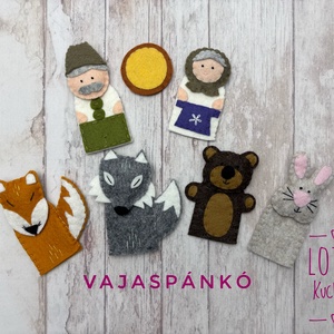 4 az 1-ben ujjbáb készlet: Vajaspánkó, A három nyúl, Az alma, A két kicsi bocs meg a róka - játék & sport - bábok - báb készlet - Meska.hu