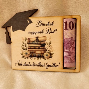 Ballagási pénzátadó fatábla � Diplomaosztó kalappal, Otthon & Életmód, Papír, írószer, Ajándékozás kellékei, Pénzátadó doboz, Mindenmás, MESKA