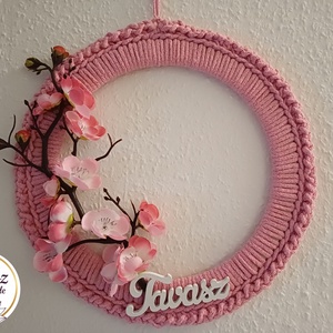 Horgolt tavaszi ajtódísz, Otthon & Életmód, Dekoráció, Ajtó- és ablak dekoráció, Ajtódísz & Kopogtató, Horgolás, MESKA