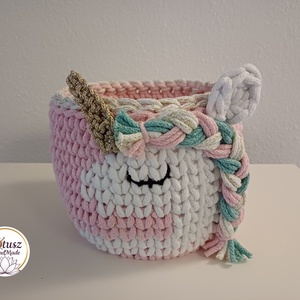 Horgolt unikornis tároló, , Horgolás, Ahol a Rend és a Mese Összeér: Kézzel Horgolt Tárolókosarak

​Unod már, hogy az apró játékok és épí..., MESKA