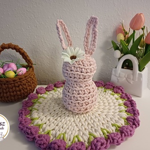 Horgolt Nyuszi - ünnepi díszek, dekorációk - húsvéti díszek és dekorációk - húsvéti asztaldíszek - Meska.hu